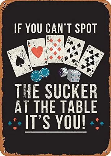 

Poker Poster Vintage Look Metal Sign Patent Art Prints Retro Gift 8x12 Inch