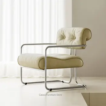 Poltrona Singola per Soggiorno, Poltrona Bauhaus in Acciaio Inox per Hotel e Club, Seduta di Design per Sala Riunioni e Reception