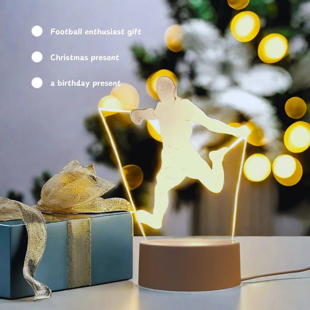 3D Creative Football Series Night Light 1pc USB Sports Decoration Home Decoration Desktop Creative Desk Lamp