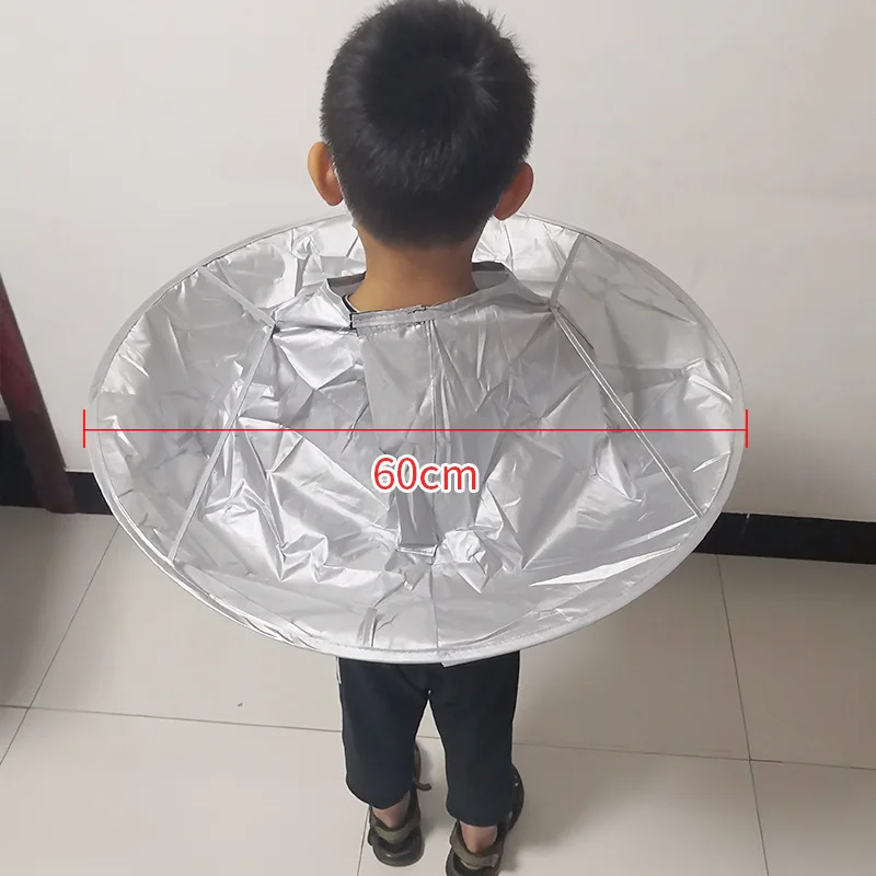 Family Children's Haircut Cloak Silver Coated Waterproof Foldable Haircut Wrap Anti-Broken Hair