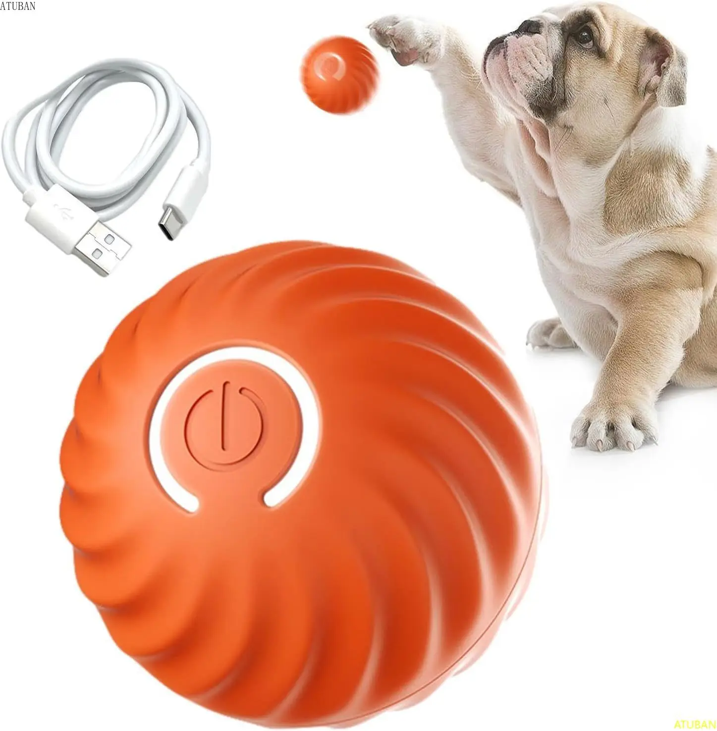 

Pet Rolling Ball,Smart Self Moving Dog Ball Toys,Durable Rolling Interactive Dog Toy,Rechargeable Dog Ball for Indoor Pets, Cats