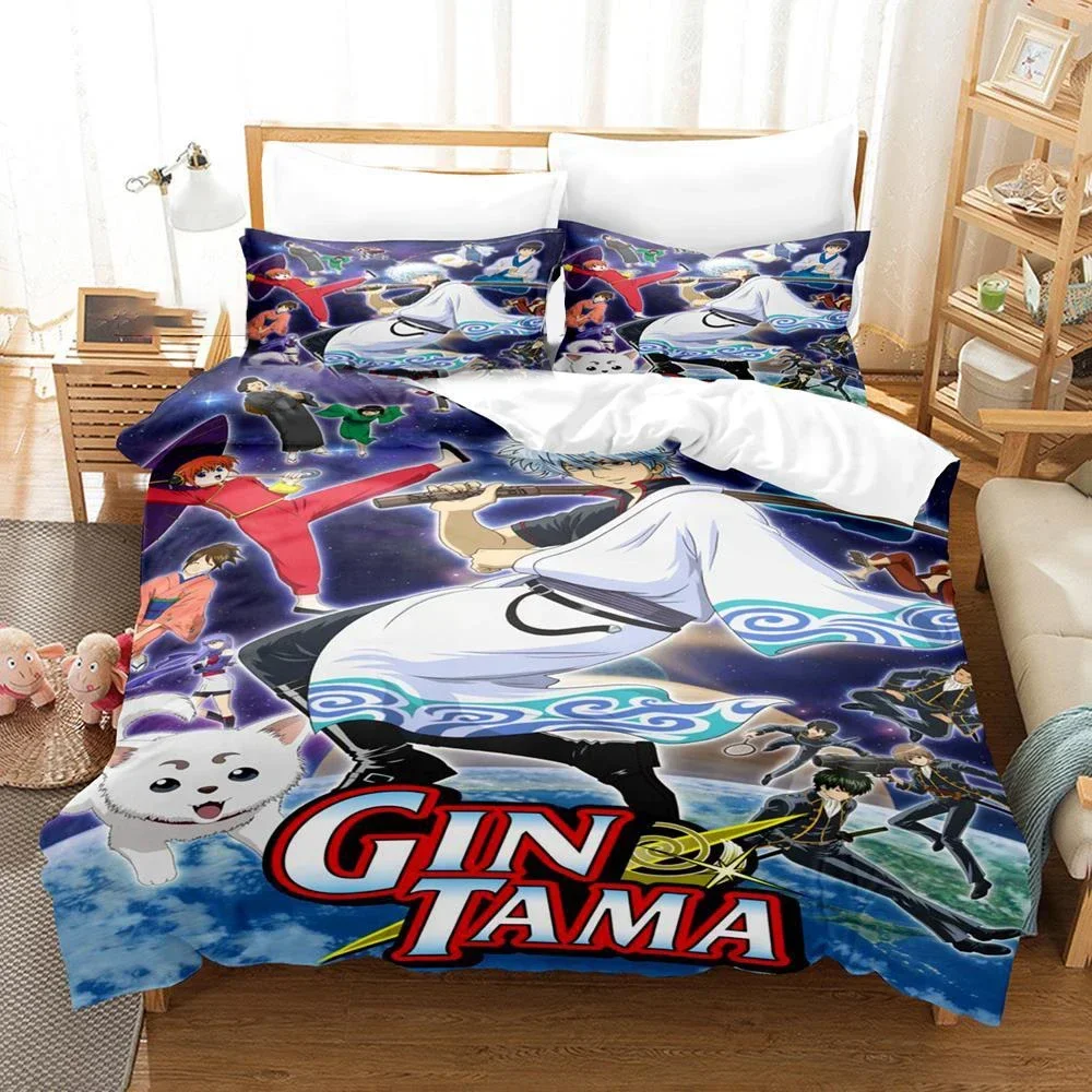 3D Printed Gintama Bedding Set Anime Gintoki Sakata Duvet Cover Double Twin Full Queen King Adult Kids Bedclothes Quilt Cover 2