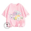Cute Cinnamoroll Character Printed T-Shirts in Hip-Hop Street Style O-Neck Kawaii Tops for Fashionable Boys Girls This Summer 1