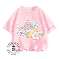 Cute Cinnamoroll Character Printed T-Shirts in Hip-Hop Street Style O-Neck Kawaii Tops for Fashionable Boys Girls This Summer 1