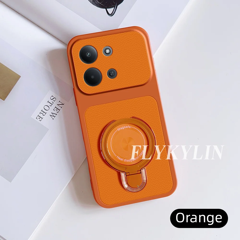 Anti-Drop Protective Shell with Lychee Leather Surface and Ultra-Thin Bracket