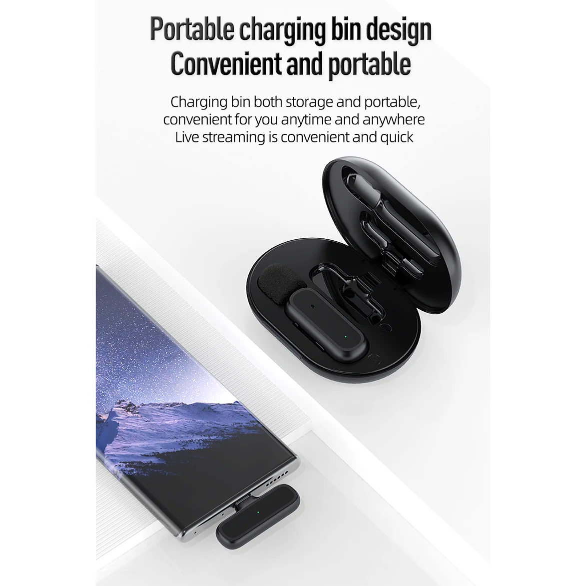 Wireless Lavalier Microphone Portable Audio Video Recording Mini Mic for iPhone/Android Live Broadcast Gaming With Charging case mics