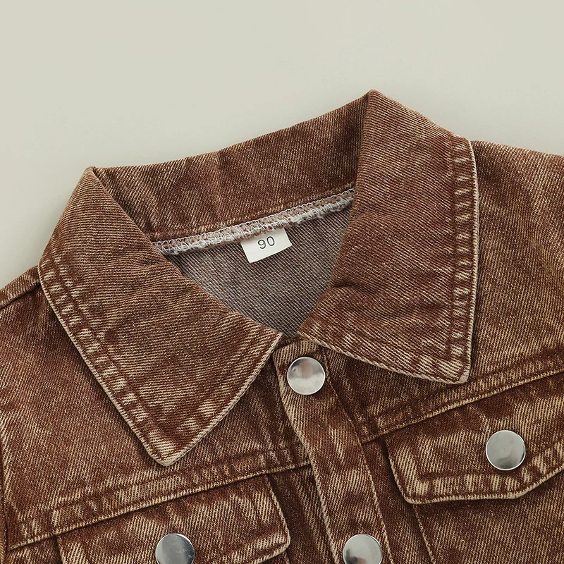 1-5Y Fashion Kids Boys Autumn Shirts Jacket Denim Solid Long Sleeve Single Breasted Pocket Coats kids jackets