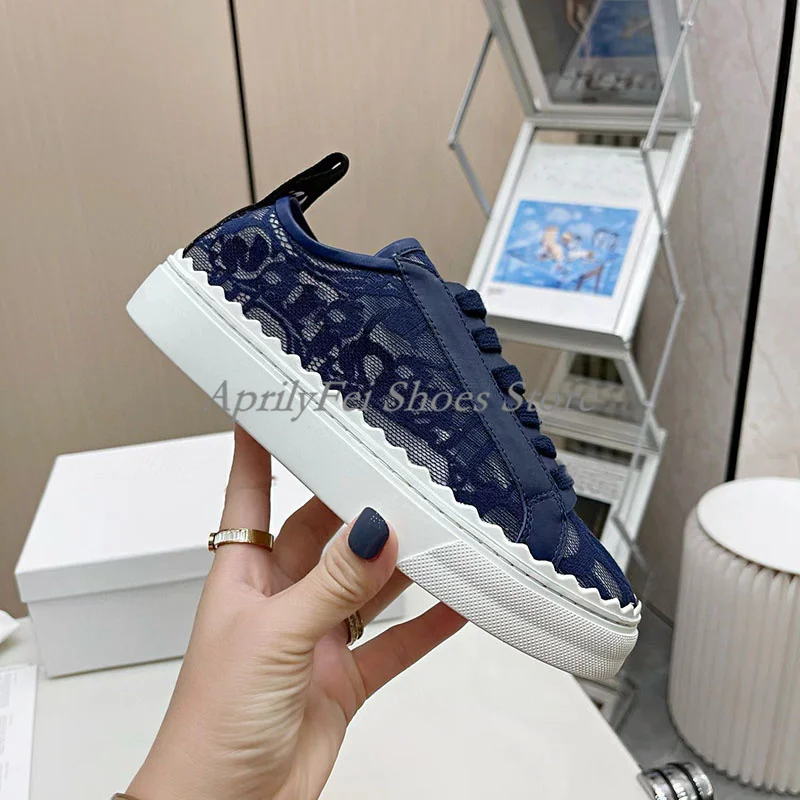Sweet Lace Flat Platform Women Shoes Round Toe Lace Up Breathable Casual Tennis Shoe Thick Sole Outdoor White Pink Sneakers 3