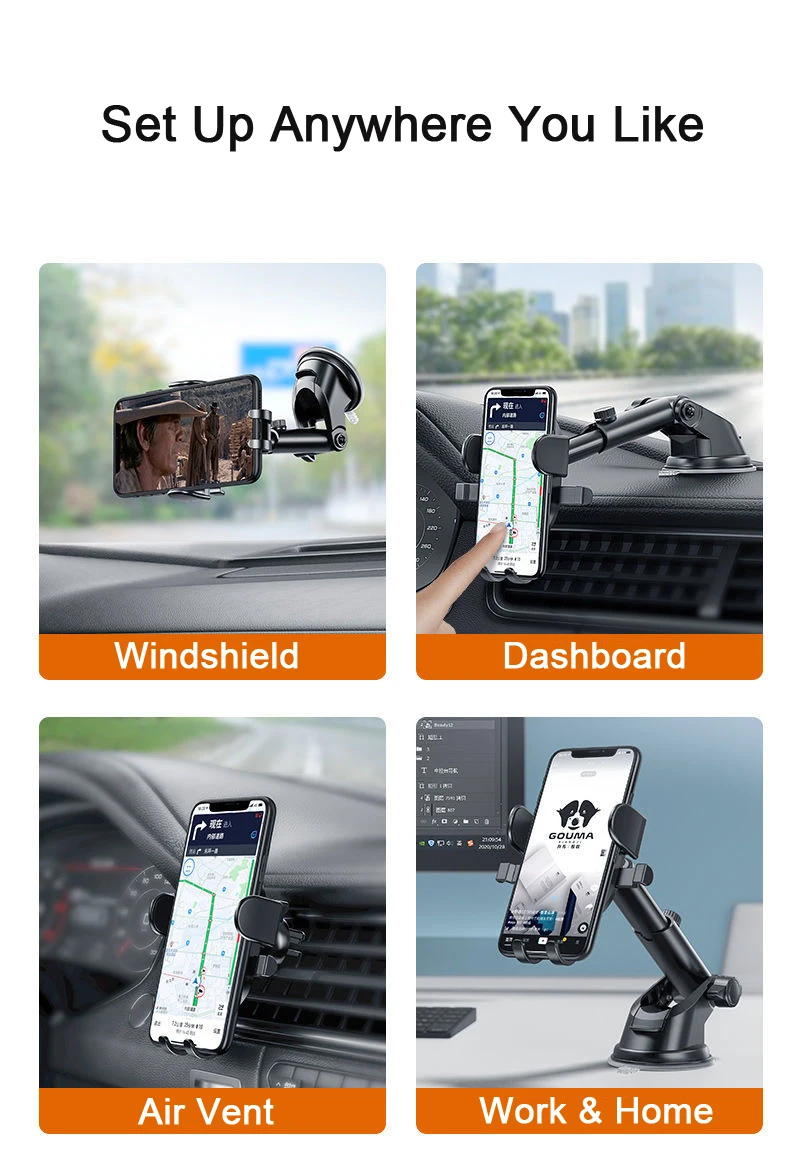 Universal Sucker Car Phone Holder 360° Windshield Car Dashboard Mobile Cell Support Bracket for 4.0-6.0 Inch for iPhone Samsung