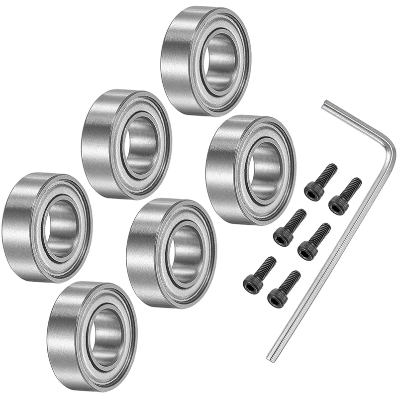 

6Pcs Bearing Accessory 3/16Inch I.D. 3/8Inch OD 1/8Inch Thick Top Mounted Bearings For Router Bit(5-40X3/8Inch Screws)