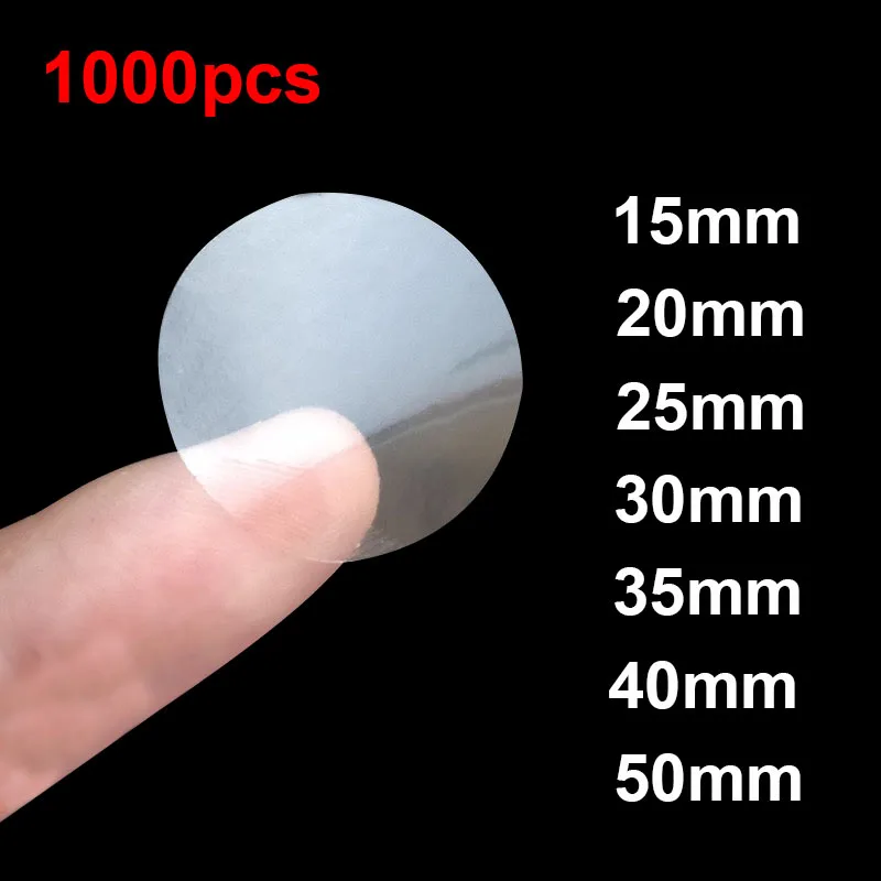 1000pcs/pack Transparent Round Clear Stickers PVC Waterproof for package envelope sealing label stickers stationery