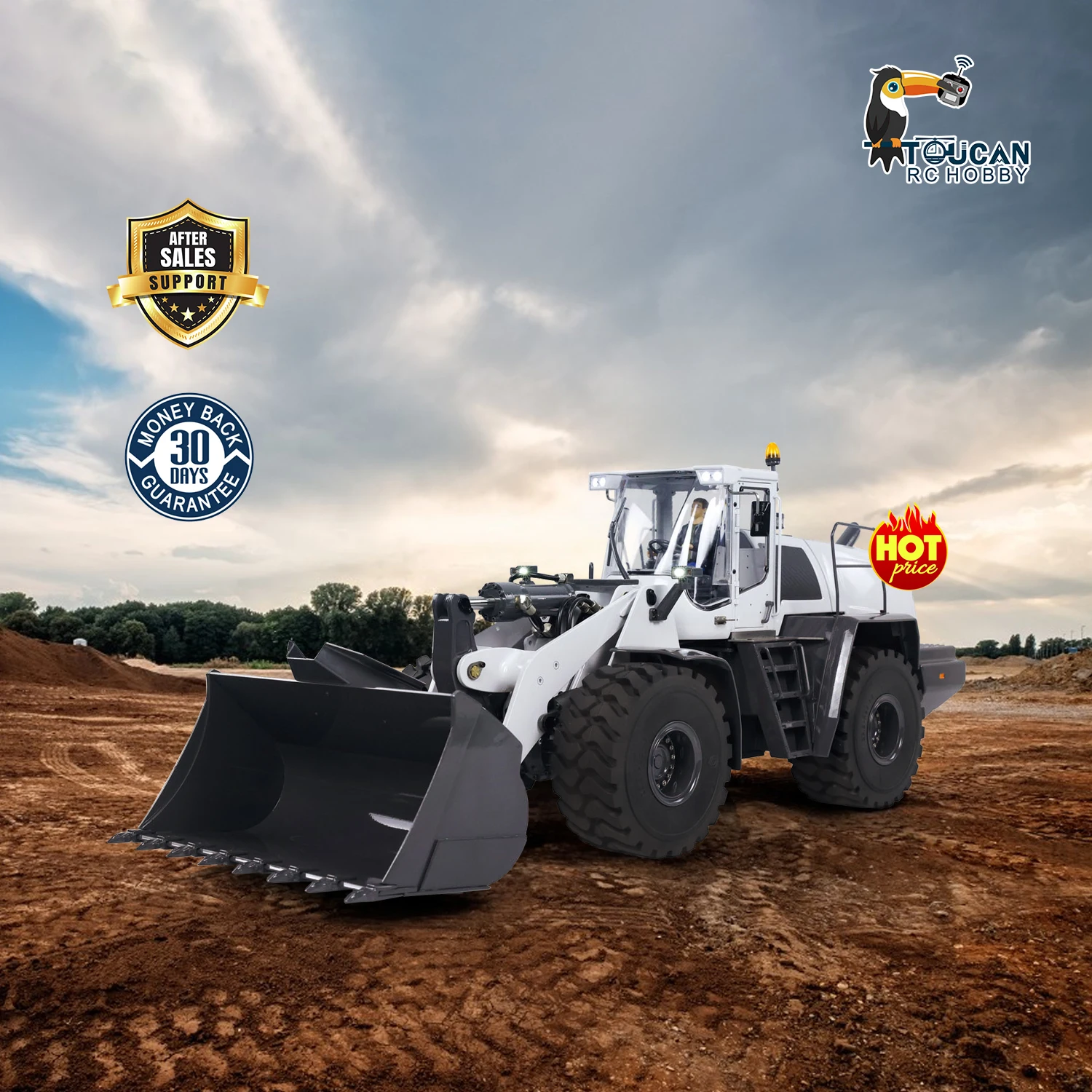 XDRC 580 RC Wheeled Loader 1/14 Scale Hydraulic Metal Remote Control Car Painted Assembled Model with Sound Light Set RC Toy 3