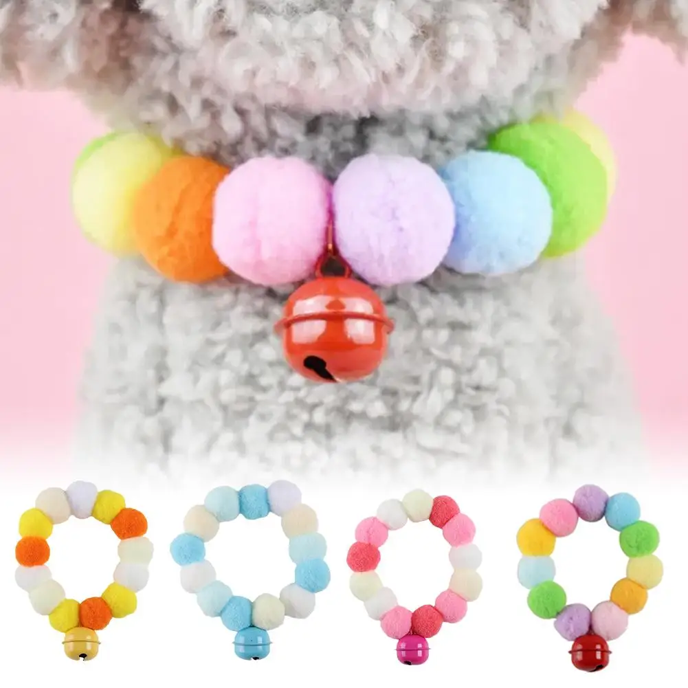 

Pet Supplies Christmas Pet Sticky Hair Ball Dog Necklace With Four Collar Halloween Pet Seasons Collar Cat Bell Polyester K4N2