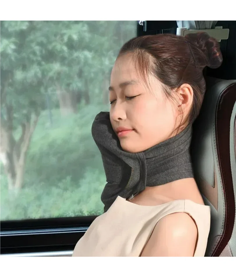Pattern Memory Foam Travel Pillow Neck Support Cushion Washable Cover Plane Train Car Sleeping Pillows
