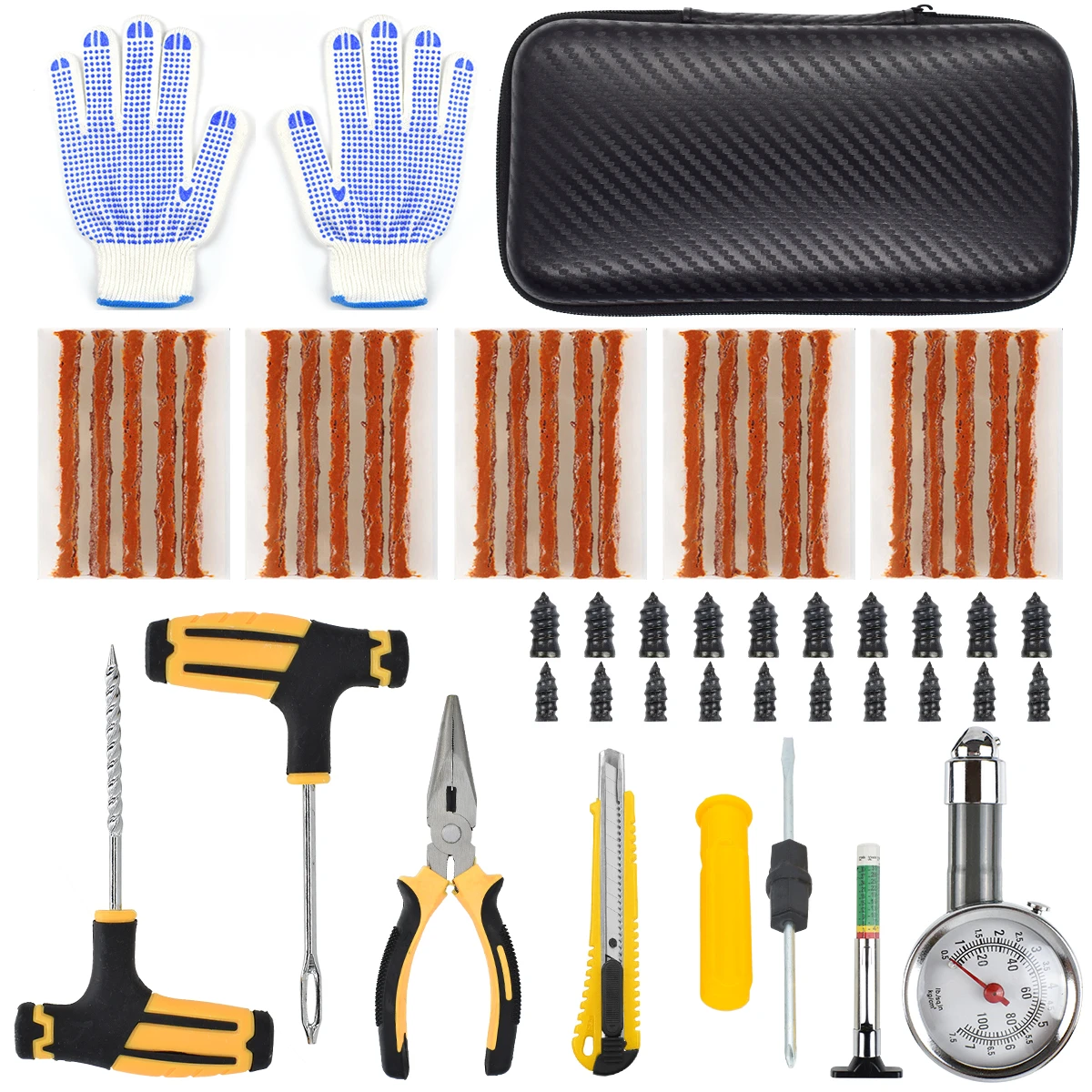 Car Tire Repair Kit Tubeless Tyre Puncture Repair Kit Studding Tool Set Bike Tire Replacement