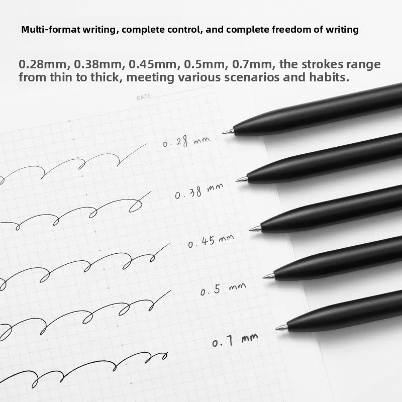 KACO DAILY Gel Pen, 5pcs/pack Metal Pen Clip Multisize Nibs 800m Writing Length Quick-Dry Smooth Writing Sch Office Stationery