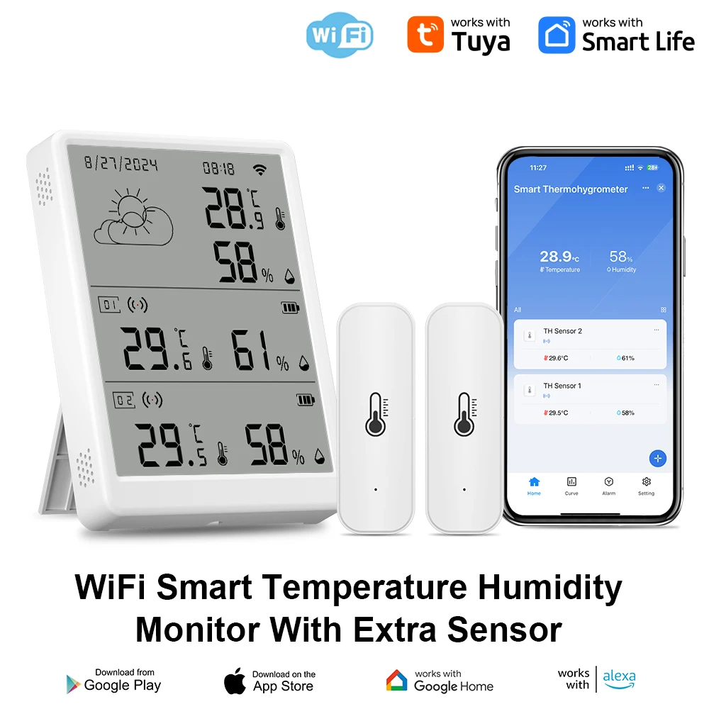 Tuya WiFi Weather Station Digital Thermometer Room Hygrometer RF433 Indoor thumbnail 6