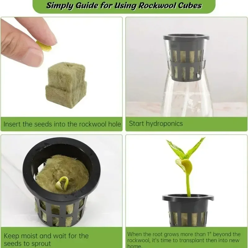 Hydroponic Grow Media Cubes 50/300PCS Planting Sponge Stone Wool Starter Plugs Hydroponic Grow Media Cubes Home Greenhouse Garden Supplies Seedling Block hydroponic grow media cubes,seed starter plugs