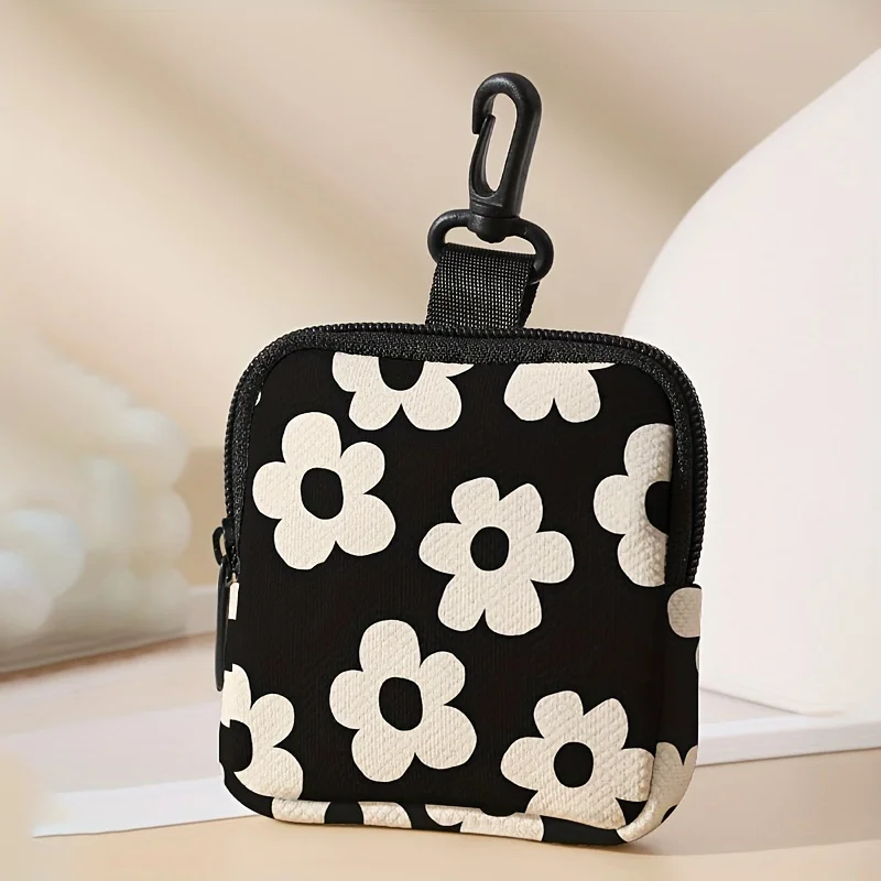 1 small flower pattern printed large capacity coin wallet, digital printed coin wallet storage bag, ideal choice for gifts
