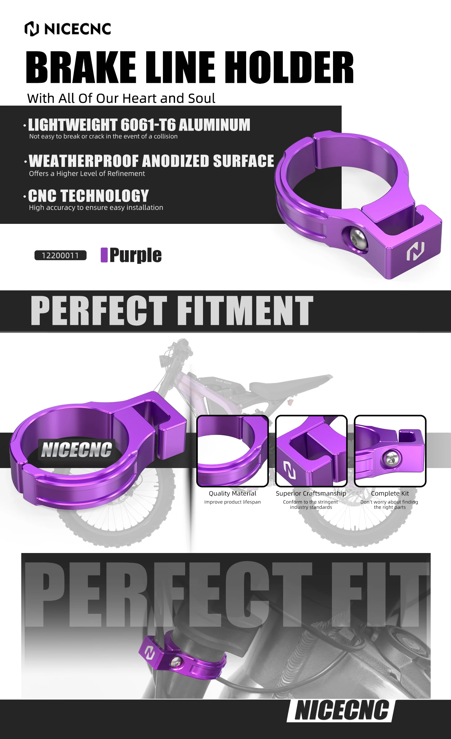 NICECNC Für Surron Light Bee X Bremsleitungsschlauchschellenhalter für SUR-RON Light Bee S L1E für Segway X160 X260 Elektro-Dirt-Bike – Detail 1