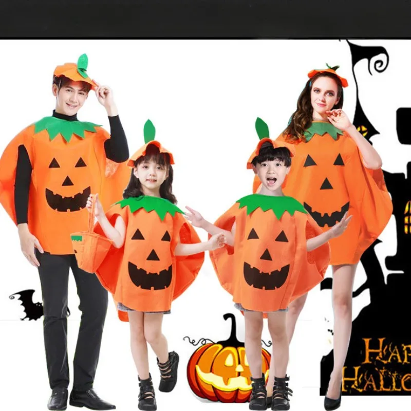 Halloween Pumpkin Family Costume Adult Children Unisex Pumpkin Grament Cute Hat Bag Set Masquerade Party Holiday Cosplay Props halloween costume men cosplay costume masquerade costume