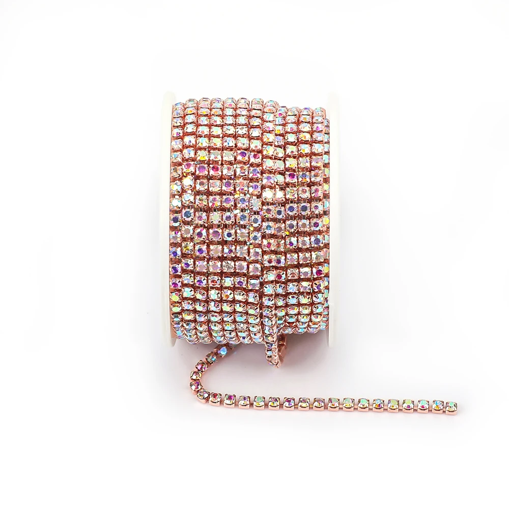 Vibrant Rhinestone Cup Chain with Colorful Base