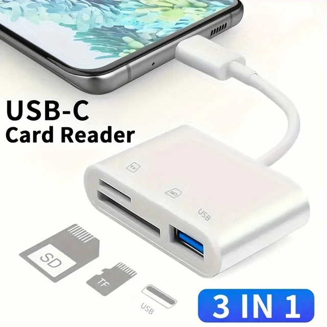 3 In 1 Adapter Type-C, Tf, Cf, Sd, Memory Card Reader, Recorder, Compact Flash Usb-C, Pro, Huawei, Macbook 6