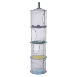 Compact Home Organizer: Foldable Storage Bag and Hanging Hammock Net (Grey)