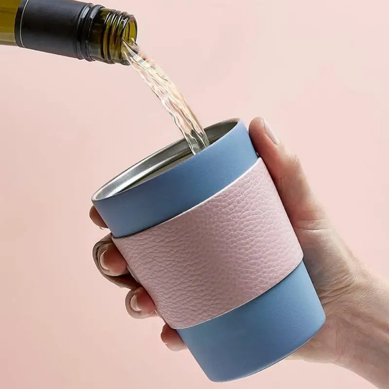 Bottle Sleeves Cup Sleeves For Hot Drinks Insulated Mug Sleeve PU Leather Beverage Cup Sleeve Reusable Jacket Hand Protector