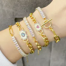 

Simple Fashion Design Bracelet Creative Asymmetric Cool Style Zircon Stitching Geometric Bracelet Women