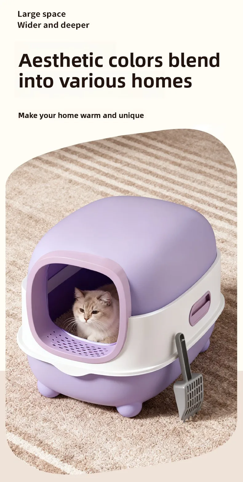 Fully Enclosed Cat Litter Box With Automatic Uv Odor Control_voghion.com
