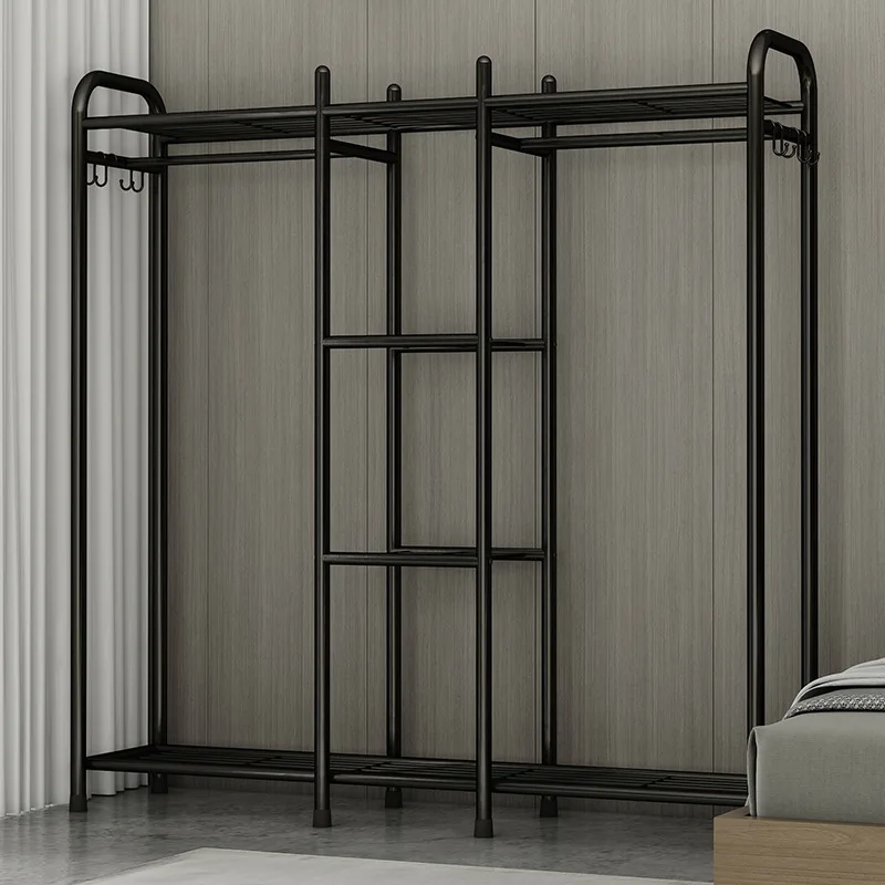 

Simple Coat Rack Cabinet Drying Floor-to-ceiling Indoor Folding Clothes Hanger Home Bedroom Storage