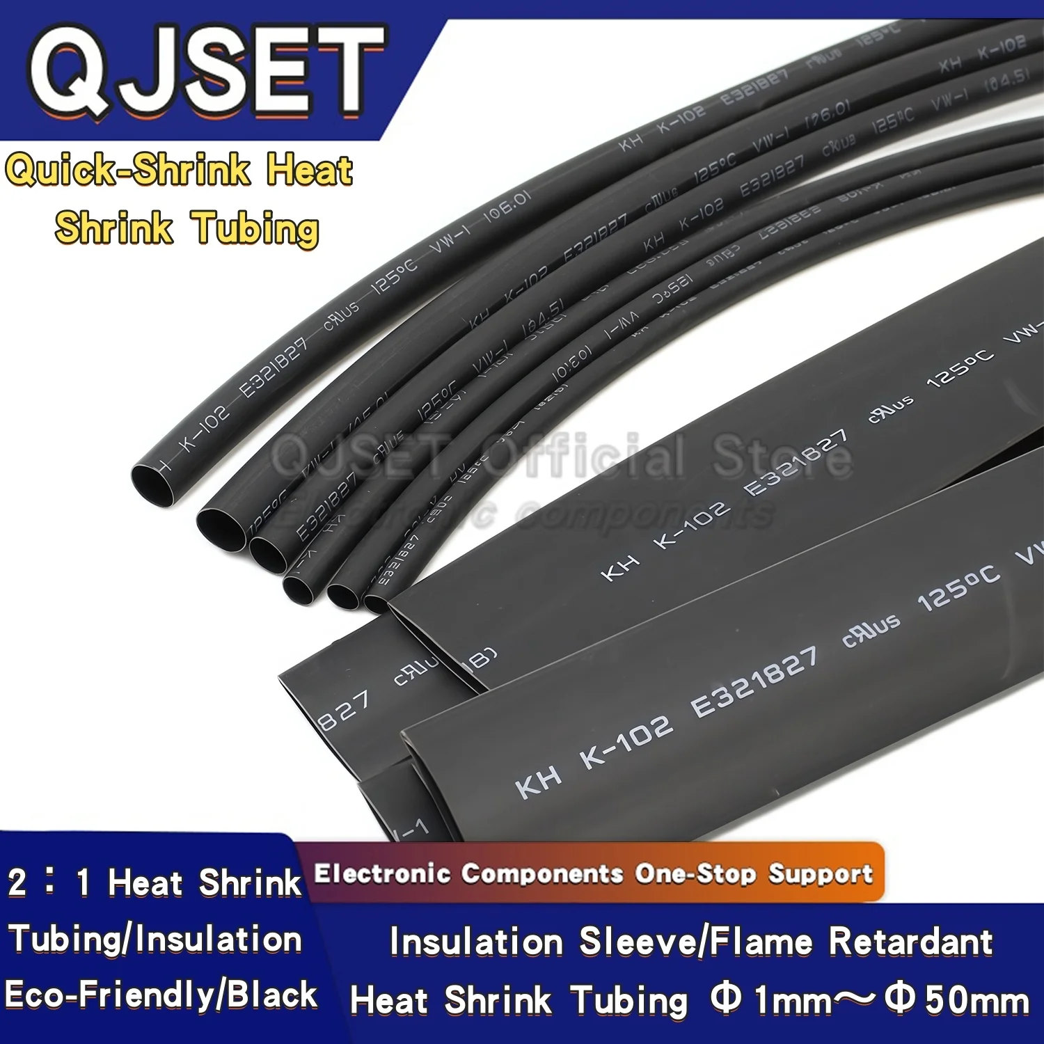 Manchon d'isolation noir thermorétractable, 1M/5M, couvercle de protection de fil, réparation de câbles de données, manchon thermorétractable 1 2 3 4 5-50mm