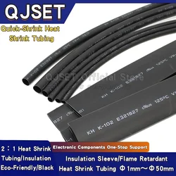 Black Heat Shrink Tubing Insulation Sleeve - Wire Protective Cover for Cable Repair (1M/5M, Various Sizes) (1M)