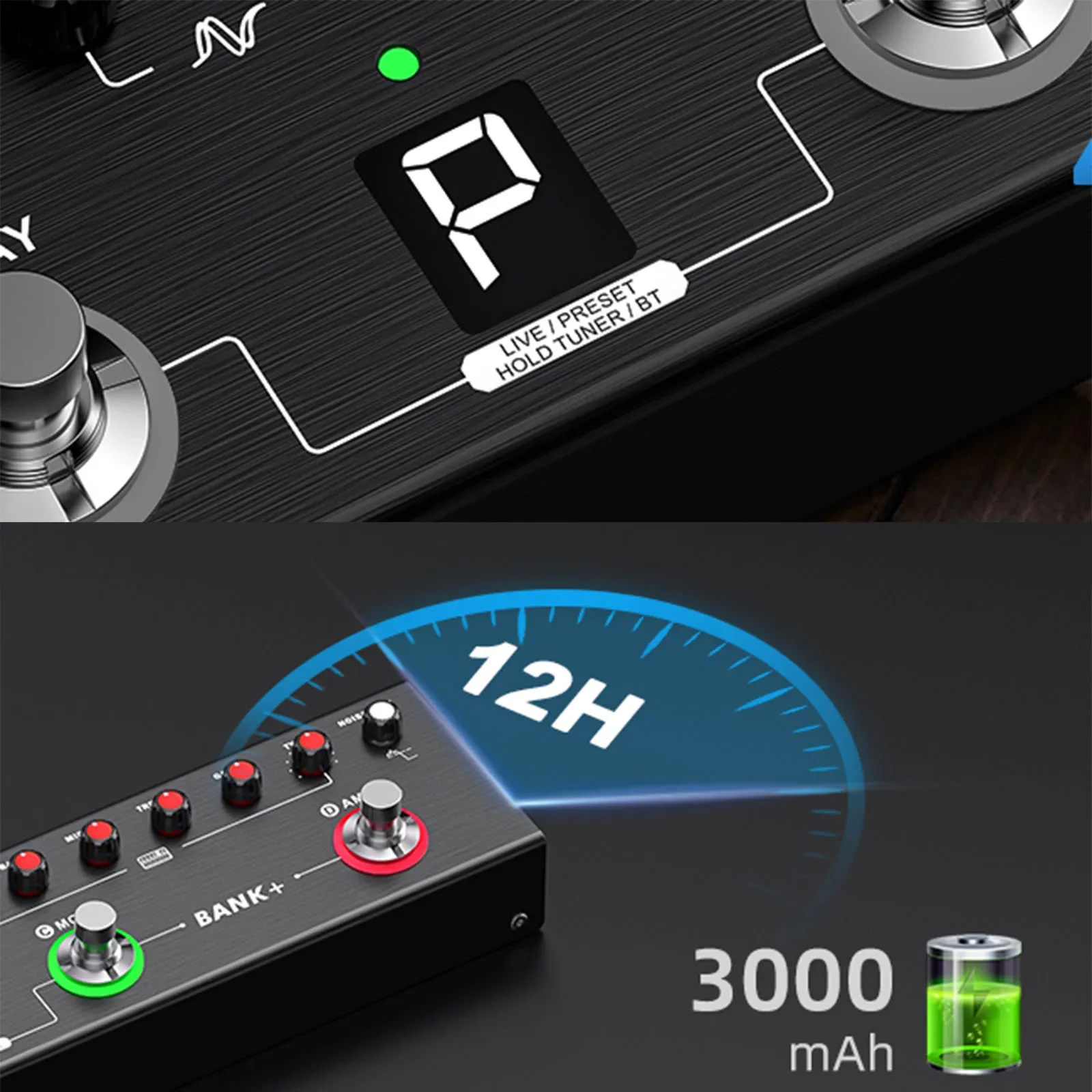 LEKATO Multi Effects Guitar Pedal with 36 Presets Editable 4 Modules Amp Chorus Delay Reverb IR CAB Tuner BT Music Recording