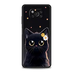 Stylish Cartoon Cat Art Phone Case - Black Cover for Poco X4 GT (A1)