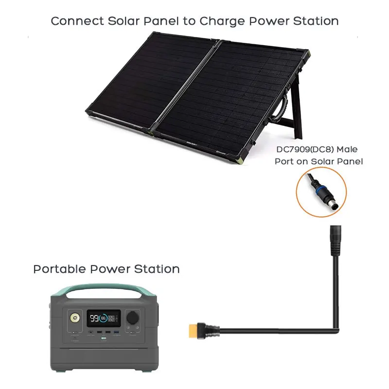 DC8mm/DC7909 Female XT60 Female Connector Solar Panel Connector Cable Charging Cable ALLPOWERS Ecoflow Jackery Anker Bluetti Solar Generators