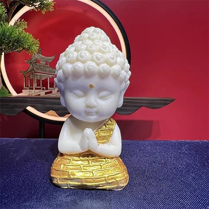 Lotus Tathagata Carved Buddha Statue, Cute Character Model, Home Desktop Decoration Accessories, Gift