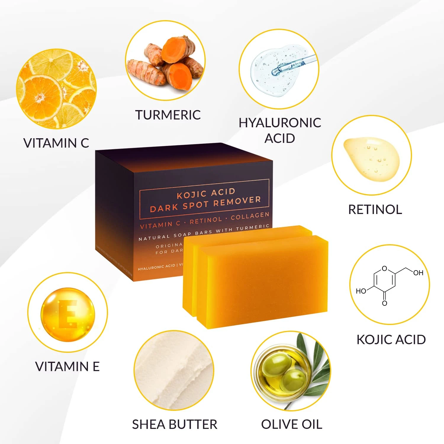Kojic Acid Dark Spot Remover Whitening Soap Handmade Skin Care Deep Cleaning Moisturizing Cleansing Essential Soap Brighten Skin 5