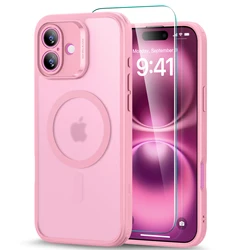 ESR Translucent Matte MagSafe Case with Screen Protector - Military - Grade Protection - iPhone 16 (Frosted Pink Set)