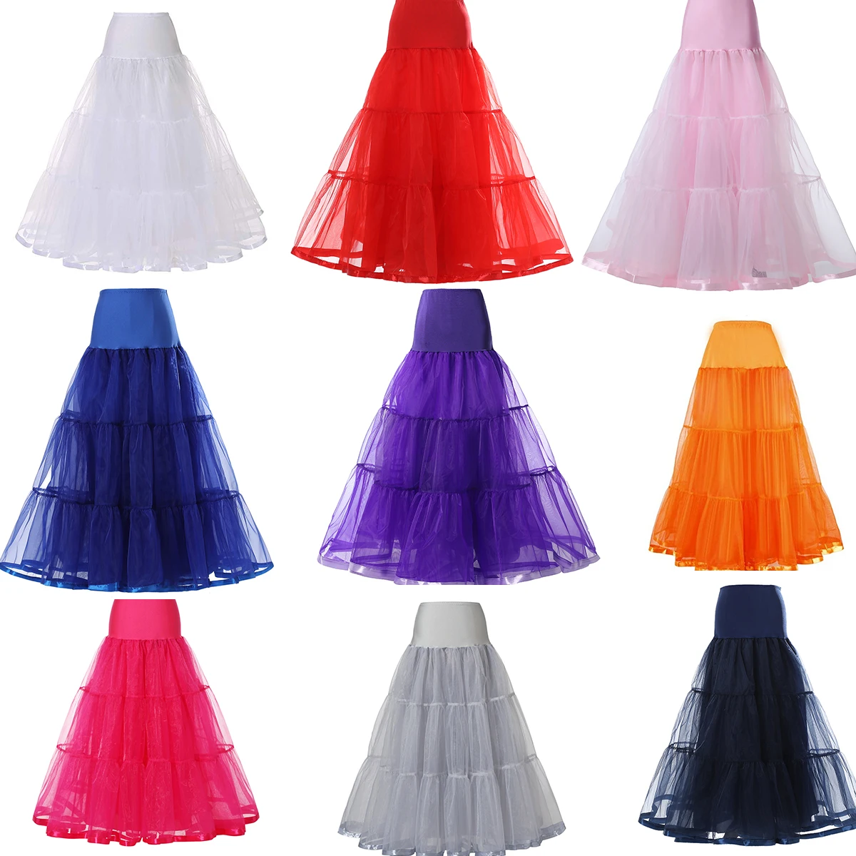 98 cm Long Petticoat Ruffled Crinoline Vintage Wedding Bridal for Dresses Underskirt Rockabilly Tutu 50s Swing with Ribbon Trim wedding underskirt vintage underskirt wedding petticoat petticoat underskirt petticoat skirt tulle tutu skirt