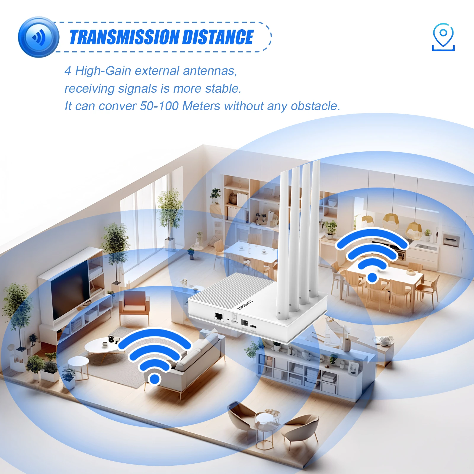 Comfast Mini 4G LTE Router WiFi6 300Mbps Wireless Router Modem Type-C/DC Power 4 Antennas SIM Card Hotspot Router EU Plug - 3