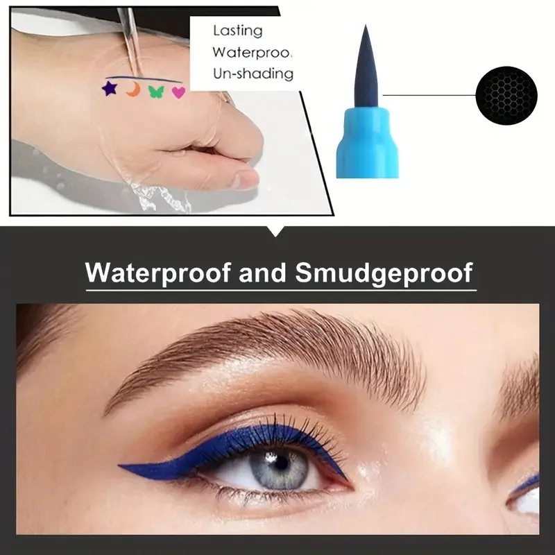Liquid Eyeliner Colorful Double-Head Stamp Eyeliner Set Waterproof Eyeliner Pen Long-Lasting Fast Dry Eye Liner Pencil Eye Makeup Cosmetics