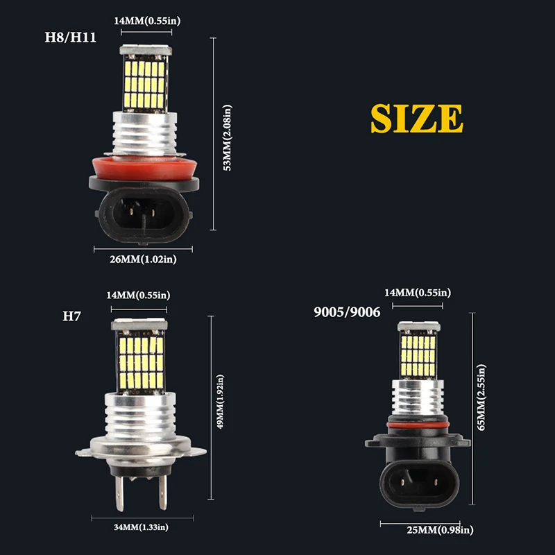LED Bulb 2PCS Fog Light H7 H8 H9 H11 9005 9006 LED 4014 Chips 45SMD Lens 12V Car Lamps Driving Auto Lamp