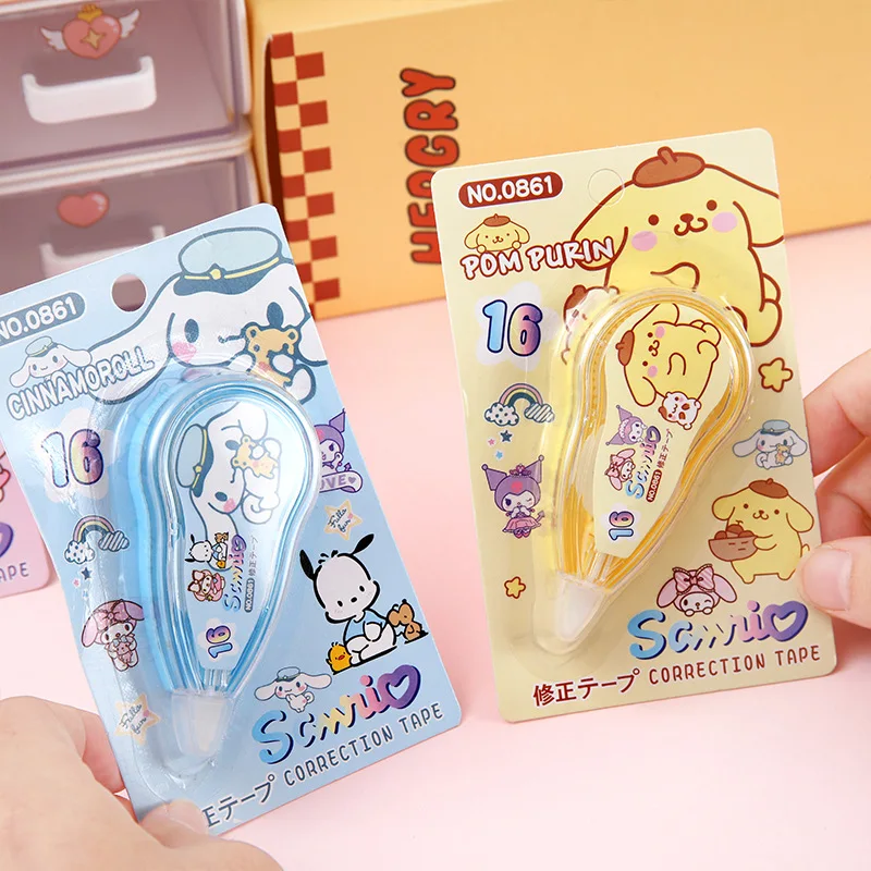 24 pcs/lot 5mm*3M Sanrio Kawaii Kuromi Cinnamoroll PomPomPurin Correction Tape Promotional Stationery Gift School Office Supply