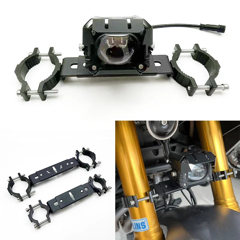 Motorcycle spotlight bracket clamp aluminum alloy bumper damping LED headlight tube clamp expansion bracket