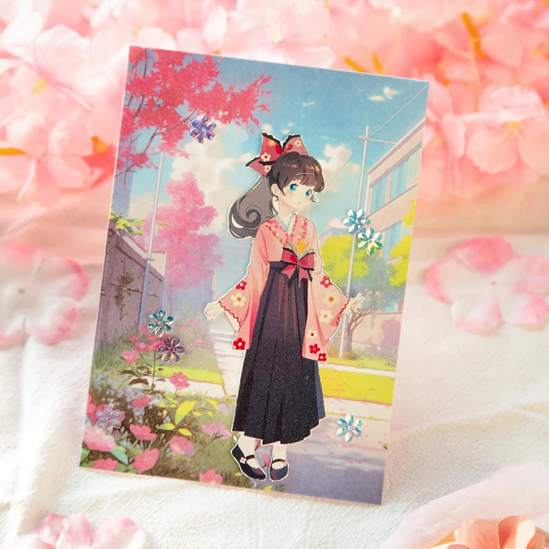10Pcs Cherry Blossom Viewing Series Scrapbooking Paper Material Perfect for Collage Journaling Diy Craft Handmade Supplies
