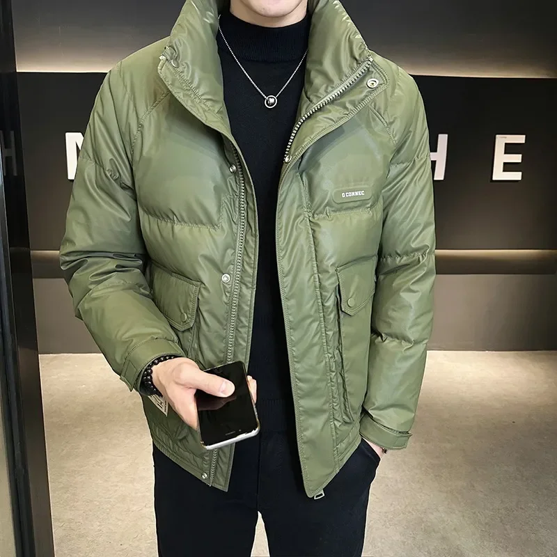 Chaqueta de plumón con cuello alto para hombre, chaquetas cortas con relleno de plumón de pato, chaquetas acolchadas ligeras de marca de invierno para hombre 2024, abrigo para hombre
