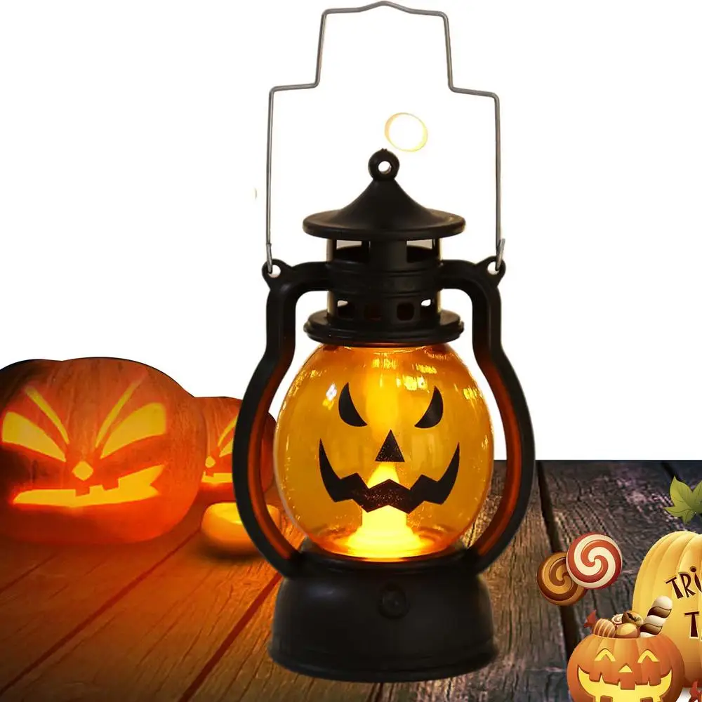 2023 Halloween LED Hanging Pumpkin Lantern Light Ghost Lamp Candle Light Retro Halloween Party Home Decoration