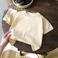 T-shirt à manches courtes en coton pour enfants, blanc, rouge, noir, vêtements d'été pour bébés filles et garçons 4